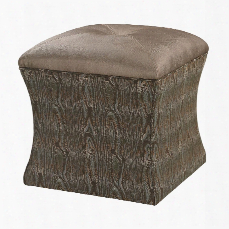 Luxe Collection 139-11 18" Ottoman With Plantation Grown Hardwood Materials Square Form And Faux Leather Upholstery In Metallic Green