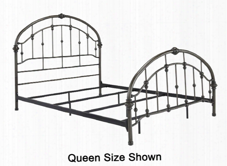 Nashburg B280-182 King Metal Bed With Arched Headboard Arched Footboard Rails And Turned Accents In Brass