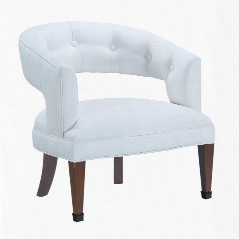 New Hudson Collection 6071090 30" Arm Chair With Button Tufted Back Tapered Legs Brown Hardwood Materials And Faux Leather Upholstery In White