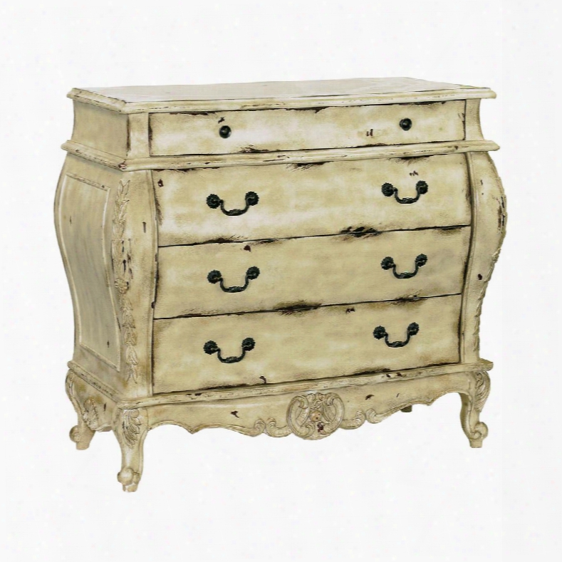 Newport Collection 88-1937 39" Chest With 4 Drawers Carved Apron Cabriole Legs Metal Hardware And Medium-density Fiberboard (mdf) In Off-white