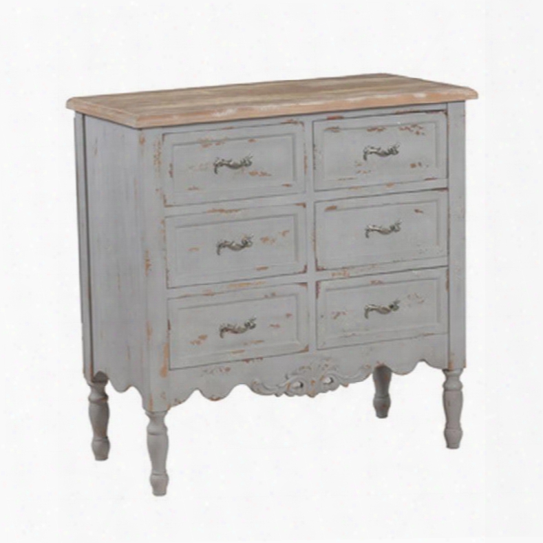 Piper Collection 14a2056g 31" Hall Chest With Six Drawers Turned Legs And Natural Birch Wood Top In