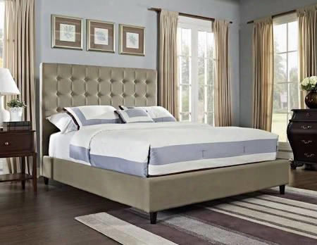 Powell Collection 165-062m1 57" King Size Bed With Soft Roll Back Tufted Buttons And Solid Pine Wood Frame In Neutral