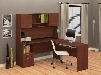 90425-76 Flame L-Shaped Workstation with Simple Pulls Two Drawers and Two Doors in Cognac