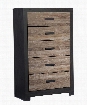 Harlinton B32546 33.5" Chest with 5 Drawers Large Matte Black Hardware and Replicated Oak Grain Effect in Warm Grey and Charcoal