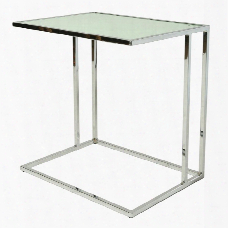 Qlnw435792216 Norway End Table Ni Chrome/white Glass