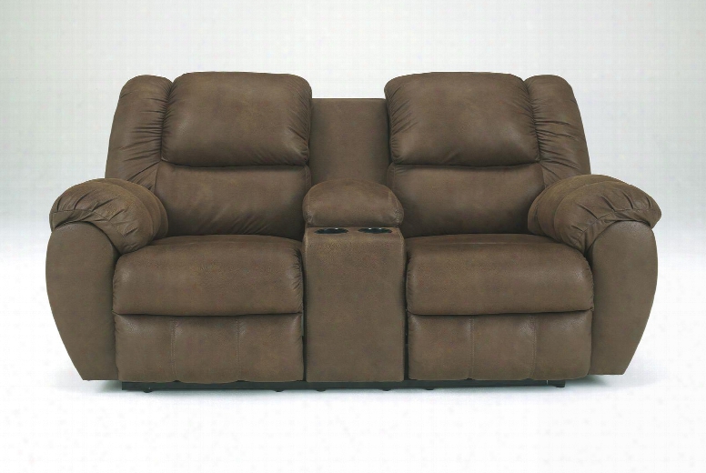 Quarterback 3270194 79" Double Reclining Loveseat Including Console With Split Back Cushion Console Plush Padded Arms And Stitched Detailing In