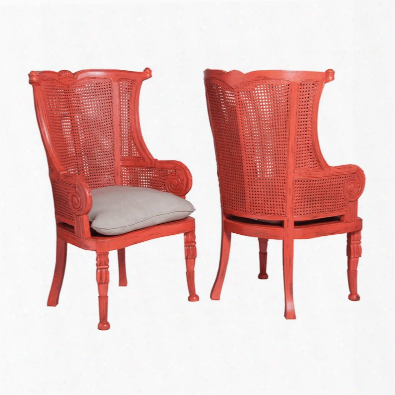 Set Of 2 Caned Wing Back Chairs Design By Burke Decor Home