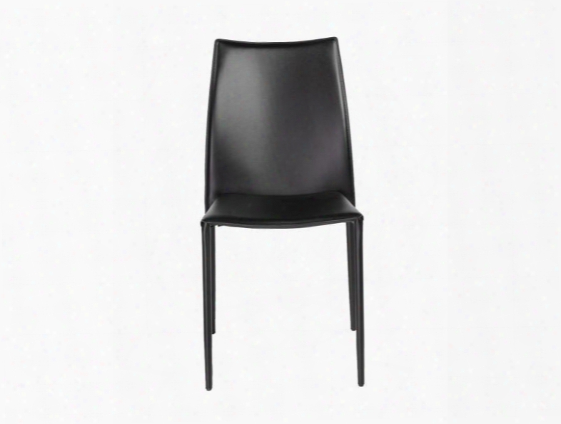 Set Of Four Dalia Side Chairs In Black Leather Design By Euro Style