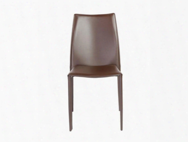 Set Of Four Dalia Side Chairs In Dark Brown Leather Design By Euro Style