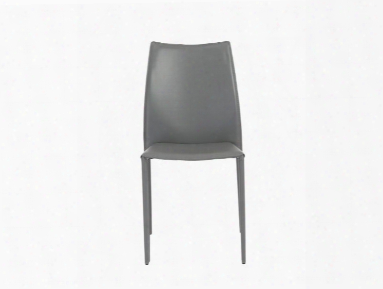 Set Of Four Dalia Side Chairs In Grey Leather Design By Euro Style