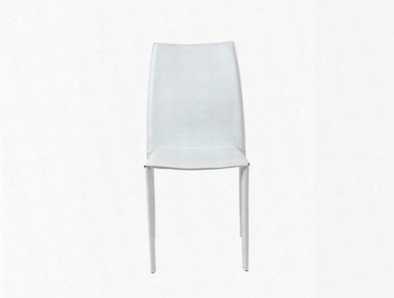 Set Of Four Dalia Side Chairs In White Leather Design  By Euro Style