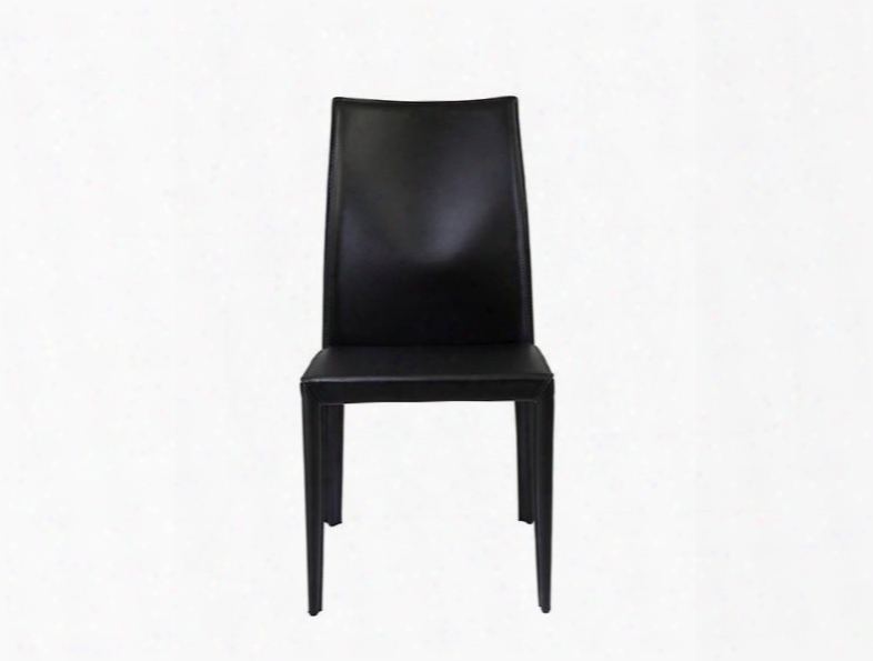 Set Of Two  Dafney Side Chairs In Black Leather Design By Euro Style