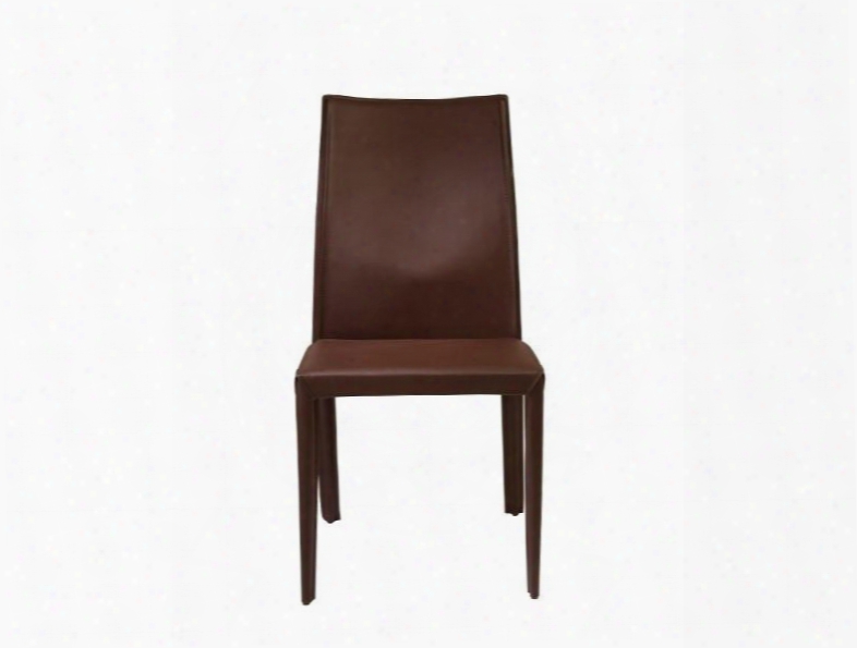 Set Of Two Dafney Side Chairs In Brown Leather Design By Euro Style