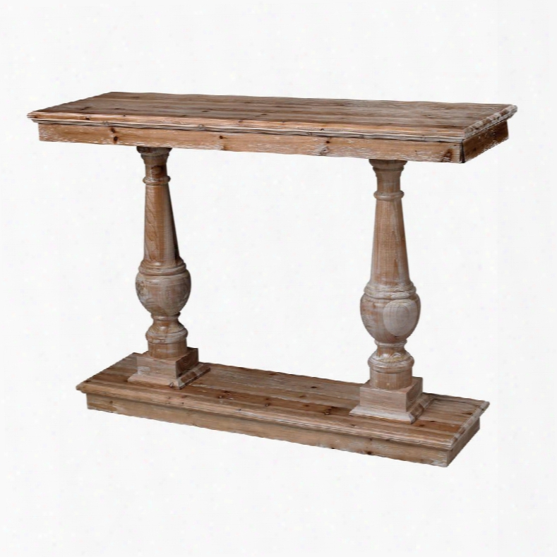 Spring Creek Collection 6043691 48" Console With Pillar Supports Rectangular Shape French Inspired And Hardwood Material In Natural Wood