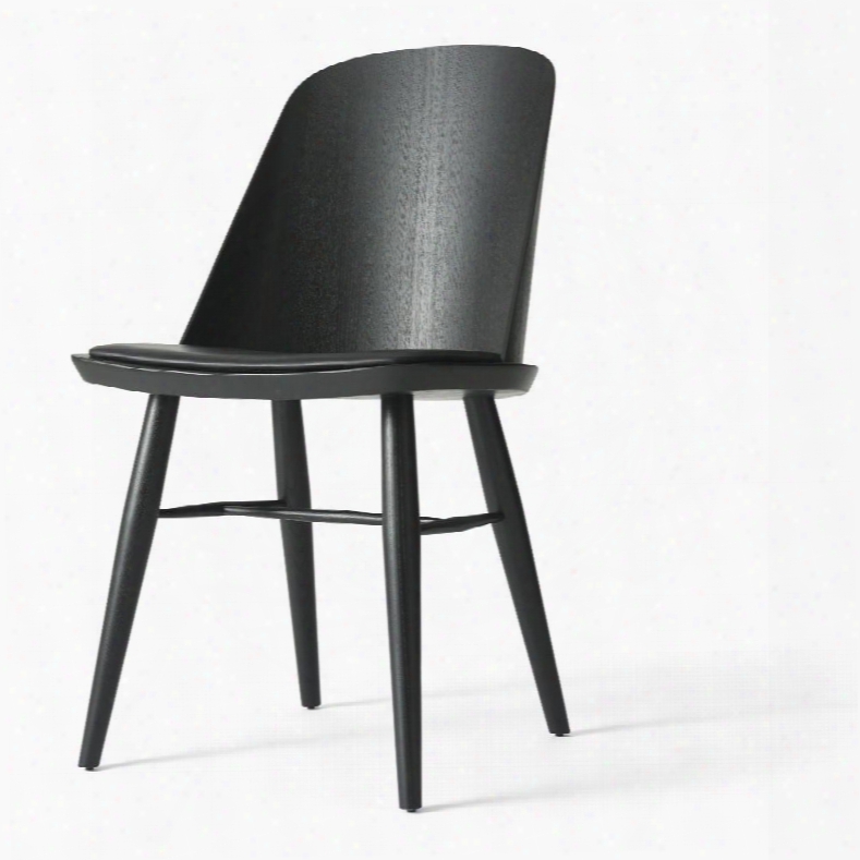 Synnes Dining Chair In Black Ash / Black Silk Leather Upholstery Design By Menu