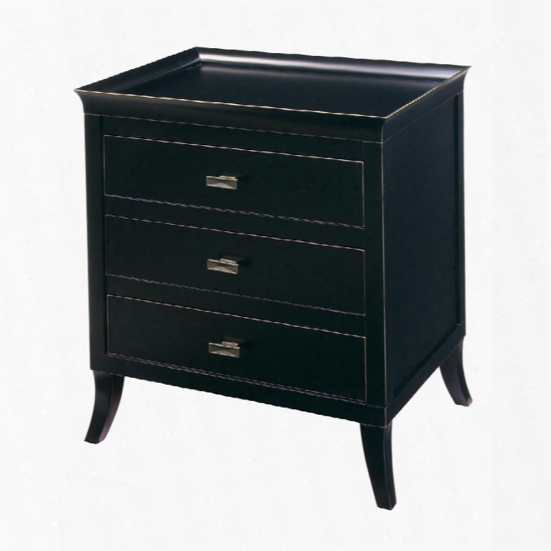 Tamara Collection 6041302 24" Chest With 3 Drawers Removable Serving Tray Asian Hardwood Materials And Tapered Legs In Eboyn