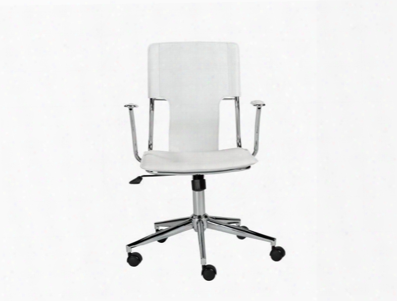 Terry Officce Chair In White Leatherette Design By Euro Style