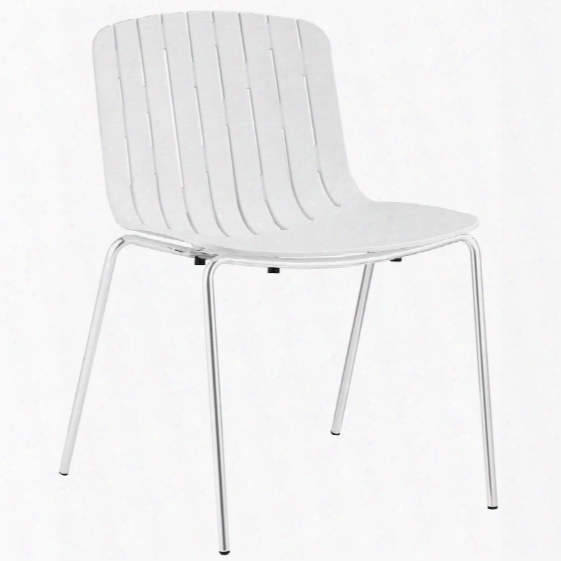 Trace Collection Eei-1495-whi 31" Side Chair With Durable Plastic And Chrome Plated Steel Pipe Feet In White