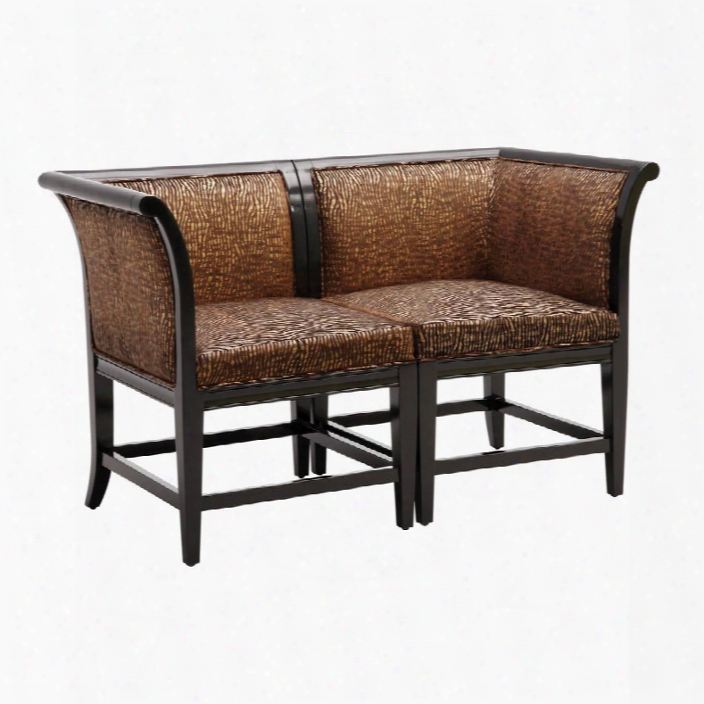 Vaughn Collection 6071201 26" Corner Chair Settee With Zebra Pattern Tapered Legs Black Hardwood Materias Fabric Upholstery In Brown