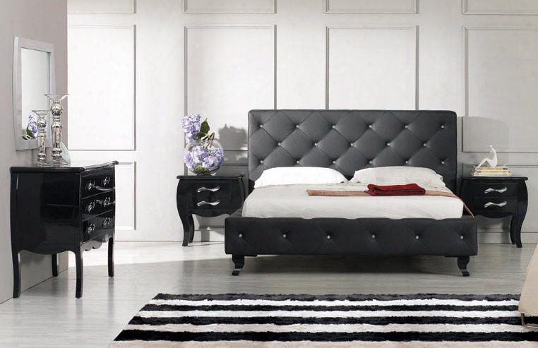 Vgjymontecarlo-blk-cqdmn Modrest Monte Carlo Queen Size Bed + Dresser + Mirror + 2 Nightstands In