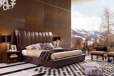 Vgwctem-8c301ack Temptation Caesar Platform California King Size Bed With Stainless Steel Legs And Italian Classical Design Eco-leather In Brown