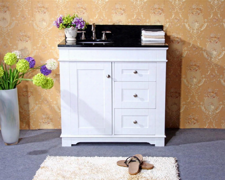 Wlf6018-w-36-cabinet Only 36 Single Sink White Vanity W/soft Close Doors- No Faucet In