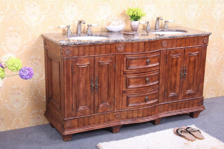 Wp5408-d-60 60 Double Sink Antique Honey Vanity W/soft Close Doors- No Faucet In Antique