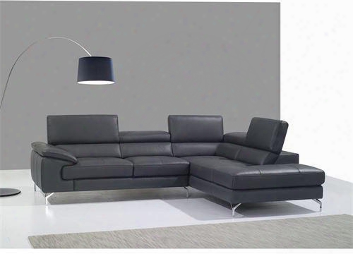 A973 Collection 1790613-rhfc Italian Leather Right Facing Sectional Sofa With 5 Independentratchet Headrest In
