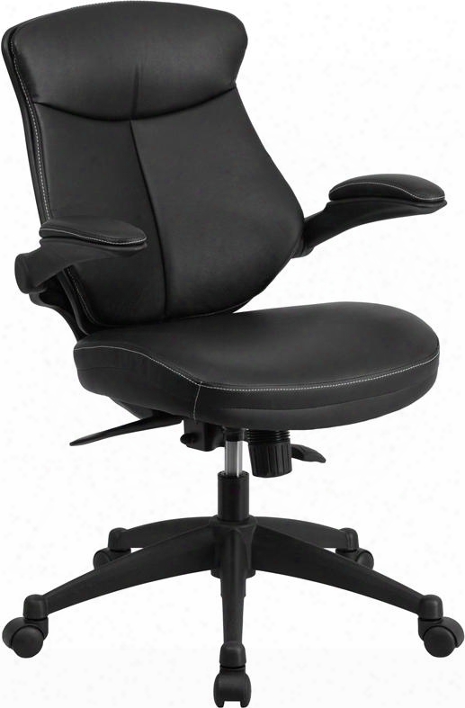 Bl-zp-804-gg 26" Executive Chair With Swivel Seat Neumatic Seat Height Adjustment White Stitch Accent Padded Flip-up Arms And Leathersoft Upholstery In