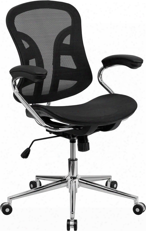 Bt-2779-gg Mid-back Black Mesh Computer Chair With Cchrome