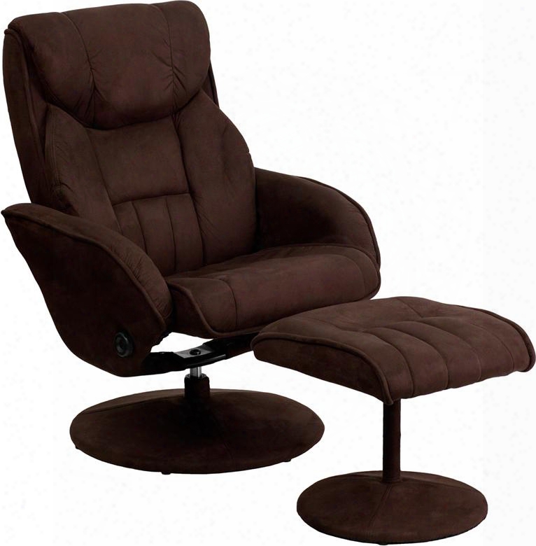 Bt-7895-mic-pinpoint-gg Contemporary Brown Microfiber Recliner And Ottoman With Circular Microfiber Wrapped