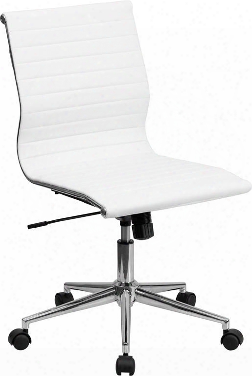 Bt-9836m-2-wh-gg Mid-back Armless White Ribbed Upholstered Leather Conference