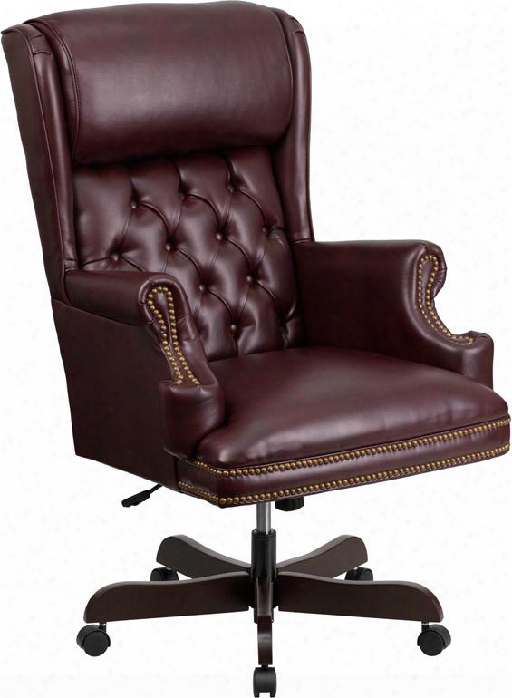 Ci-j600-by-gg High Back Traditional Tufted Burgundy Leather Executive Office