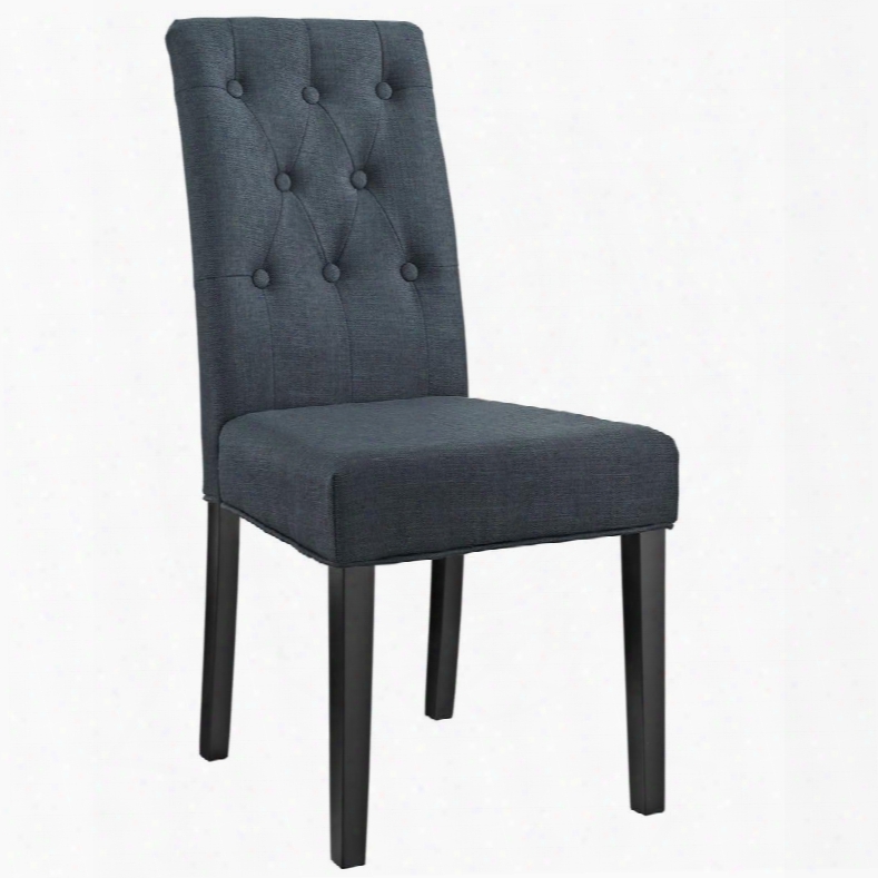 Confer Collection Eei-1383-gry 19" Side Chair With Stained Hardwood Legs Button Tufted Back And Fabric Upholstery In Gray