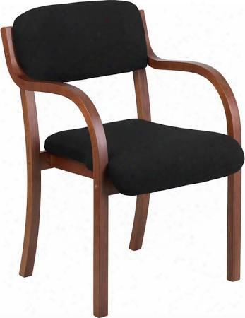Contemporary Blak Fabric Wood Side Chair With Walnut Frame