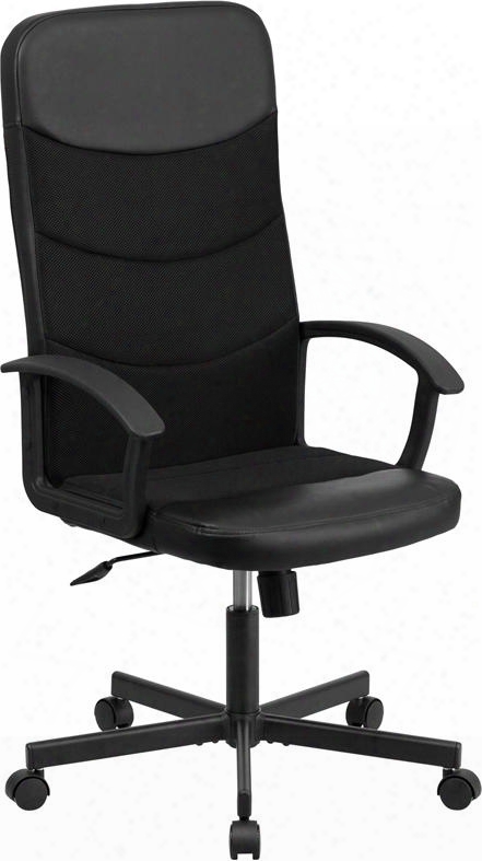 Cp-a301a01-bk-gg High Back Black Vinyl Executive Chair With Mesh