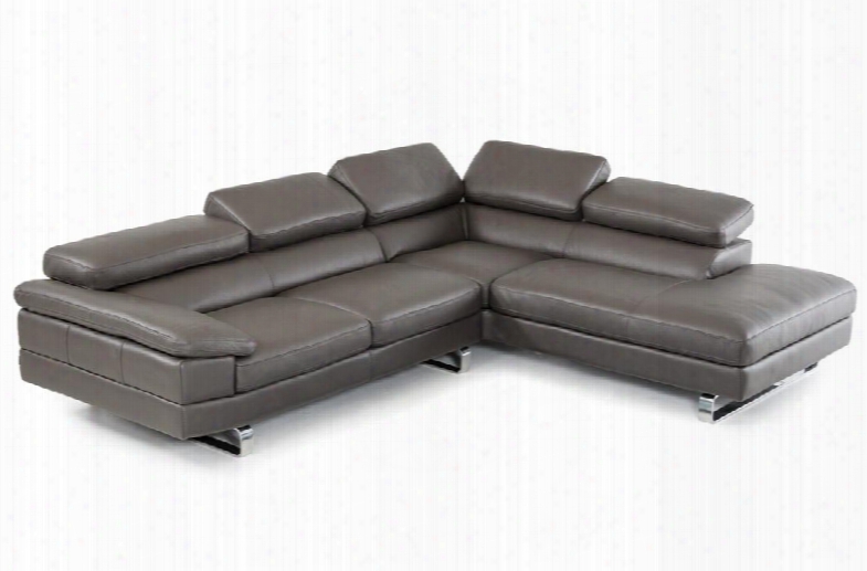 David Ferrari Violetta Collection Vgftvioletta-gry 110&" 2-piece Italian Leather Sectional Sofa With Left Arm Afcing Sofa And Right Facing Chaise In