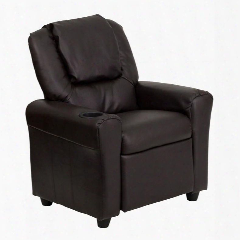 Dg-ult-kid-brn-gg Contemporar Ybrown Leather Kids Recliner With Cup Holder Abd