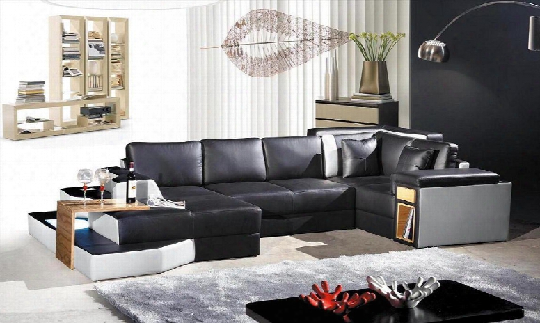 Divani Casa 2314 Collection Vgev2314 146" 3-piece Leather Sectional Sofa With Left Arm Facing Chaise Armless Loveseat And Right Arm Facing Sofa With Corner In