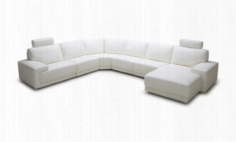 Divani Casa Cypress Collection Gvkk1830-wht 153" 6-piece Eco-leather Sectional Sofa With Left Arm Facing Chair 3x Armless Chairs Corner Seat And Right Arm