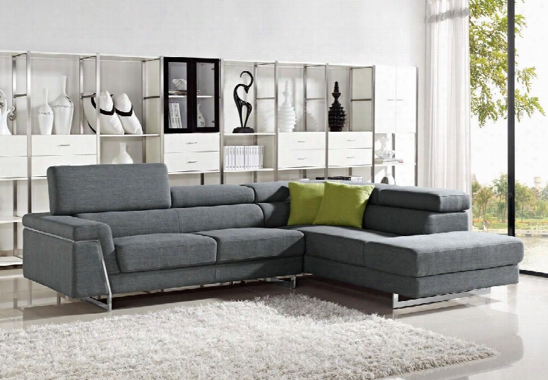 Divani Casa Darby Collection Vgmb1215b 111" 2-piece Fabric Sectional Sofa With Left Arm Facing Sofa And Right Arm Facing Chaise In