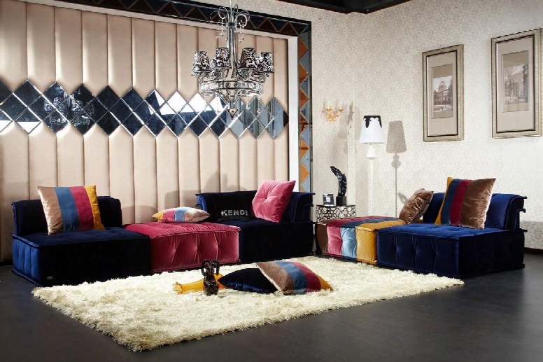 Divani Casa Dubai Collection Vgknk8450 5-piece Modular Fabric Sectional Sofa With 2x Armless Chairs Corner Seat And 2x