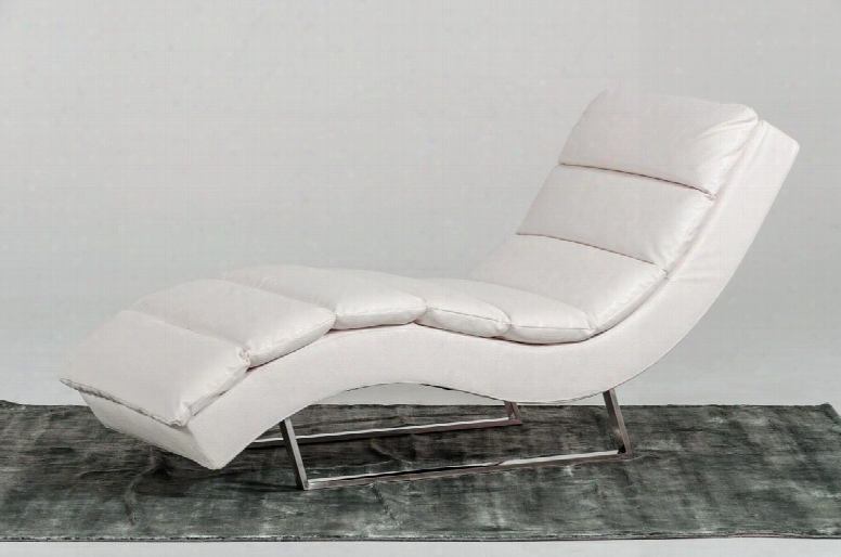 Divani Casa Trance Collection Vgmb1185-wht 67" Chaise With Stainless Steel Legs High Density (1.9) Foam And Leatherette Upholstery In