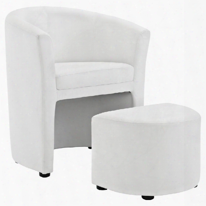 Eei1-407-whi Divulge Armchair And Ott Oman In White