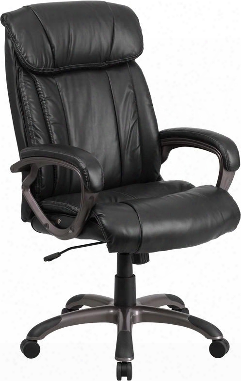 Flash Furniture 43.75" - 47.50" Gf-zjk-3799h-1-gg High Back Executive Office Chair With White Stich Trim In Black