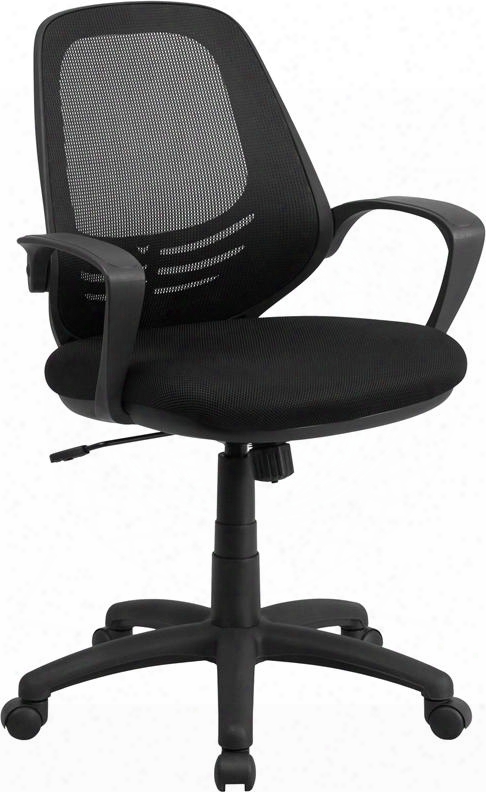 Gf-500 Series Gf-50008m-gg 38.25" - 42.25" Flash Series Mid Back Executive Office Chair With Gold Nylon Base In Black