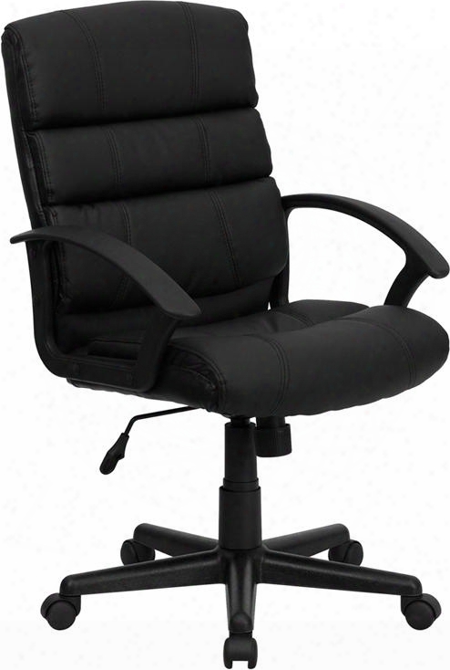 Go-1004-bk-lea-gg Mid-back Black Leather Office