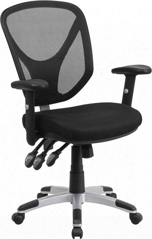 Go-wy-89-gg Mmid-back Black Mesh Chair With Triple Paddle Control And Height Adjustable