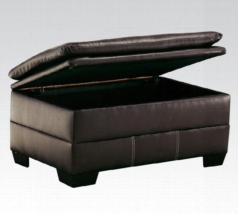 Hayley  Collection 50358 42" Ottoman With Storage And Bonded Leather Upholstery In Premier Chocolate