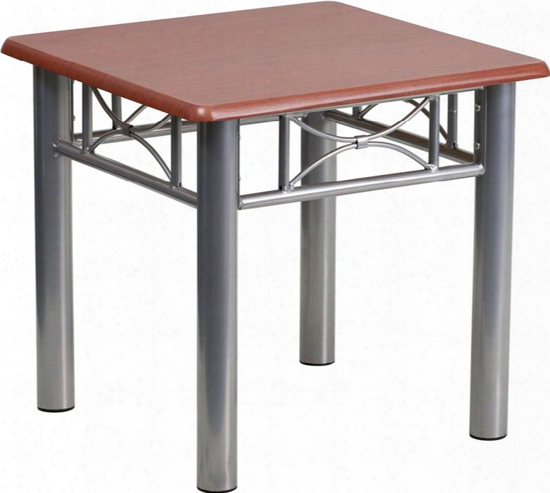 Jb-5-end-mah-gg Mahogany Laminate End Table With Silver Steel